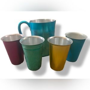 Beau Rivage Tin Pitcher w/ 4 Tin Cups